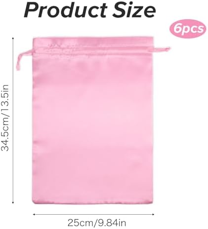 6Pcs Pink Wig Bags with Satin Drawstring - Image 2