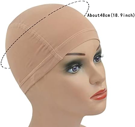 1 Pc Cool Breathable Wig Cap with Elastic Band Stretchable Dome Cap for Wigs (Beige) - Image 3