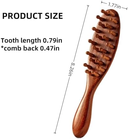 Sandalwood Loc Brush For Dreads, Wooden Round Dreadlock Scalp Comb Dread Massager Dandruff Head Curly Pro Scrubber Defining Long Teeth No Static For Wet Dry Hair Scalp Care And Hair Styling Brown - Image 6