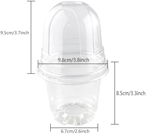 12PCS 3.8Inch Clear Seedling Pots with Humidity Domes and Drainage Holes - Image 3