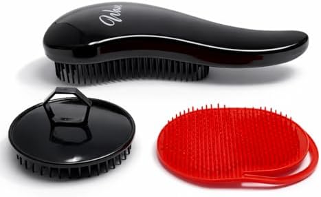 Wave Detangling Brush Set for Curly Hair, Thick, Straight & Natural Hair - Gentle Detangler Hair Brush for Women, Kids & Toddlers with Flexible Bristles -Hairbrush for Wet & Dry detangle by GentsFineGroomingProducts