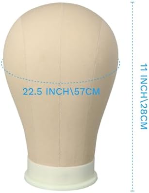 Mannequin Head for Wigs Canvas Block Head Wig Head with Mount Hole for Wig Making,Weave Hair Braiding Stand Hat Display Stand,Hairstyle Doll Head Durable Easy to Put Pins In & Out (Light Brown,22.5") - Image 3