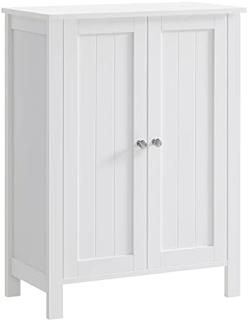 VASAGLE Bathroom Floor Storage Cabinet, Adjustable Shelves, Cloud White by VASAGLEbySONGMICSHOME