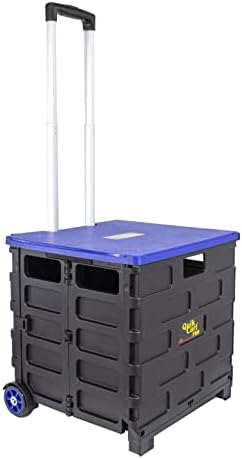 dbest Products Quik Cart Pro Collapsible Rolling Crate on Wheels - Blue Lid - Image 4