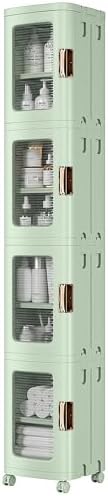 VECELO 4-Tier Narrow Storage Cabinet with Wheels, Light Green by VECELO