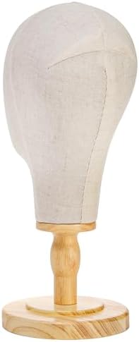 Peohud 21 Inch Mannequin Head, Canvas Wig Stand with Detachable Wood Stand, Linen Hat Display Model Head for Caps, Headdress, Wig Making - Image 4