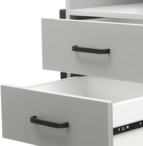 Wall Mount Styling Station,Salon Storage Station Cabinet with Drawers,Beauty Barber Salon Storage Organizer 2 Hair Dryer Holders for Hair Stylist,Barber Shop,Home (Grey,Black) - Image 4