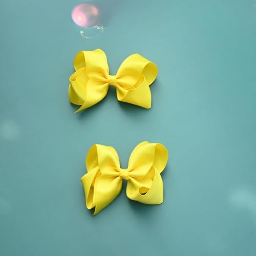 2 PCS 4.5inchs Hair Bows for Girls Grosgrain Ribbon Hair Bow Alligator Clips Hair Accessories for Baby Girls Toddlers(Yellow) - Image 4