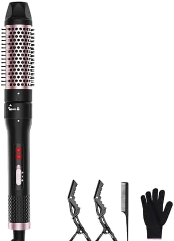 Thermal Brush, 1.5 inch Heated Round Curling Brush Hair Straightening Styler, Less Frizz Hair Hot Straightener with Detachable Head for Salon Style by Karrong
