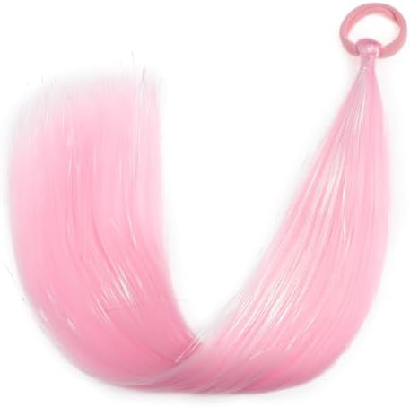 Pink Ponytail Extensions for Girls Women, Tinsel Hair Extension With Rubber Band Daily Party Festival Wacky Halloween Hair Accessories Ponytail Hair Pieces Tinsel Extensions for Women 2pcs/lot - Image 2