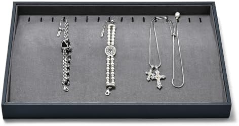 Grey Microfiber 20 Hook Anti-Tangle Necklace Bracelet Jewelry Tray by Woodten