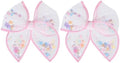 Pink Floral Hair Bow for Girls 4" Flower Mesh Ribbon Fable Bow Hair Clips by Miroksh