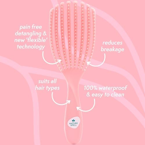 Nature Spell FlexiFlow Detangling Hair Brush, Flexible Strands, Pink - Image 2