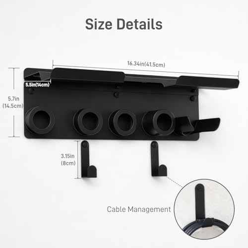 Dyson Airwrap Holder, Dyson Hair Dryer Wall Mount & Dyson Airwrap Organizer 2-in-1 Stainless Steel Storage for Airwrap & Hair Dryer Accessories, Space Saving Bathroom Vanity Dyson Shelf - Image 5