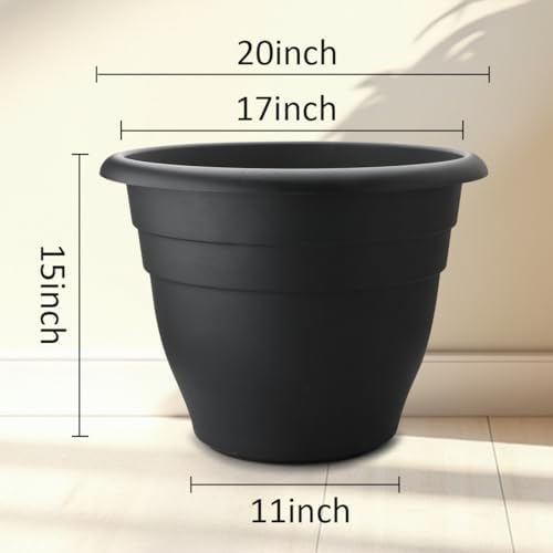 RooTrimmer 3 Pack 20 Inch Large Plant Pots for Outdoor,Heavy Duty Extra Large Deep Garden Planter with Drainage Holes,Sturdy Textured Black Flower Pot for Trees,Shrubs,Patio,Lawn - Image 2