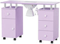OmySalon Manicure Table Nail Desk for Nail Tech, Nail Table Station w/Electric Dust Collector, Makeup Storage for Beauty Salon Acetone Resistant w/Lockable Wheels,Wrist Cushion,Drawers,Cabinet,Purple by OmySalon