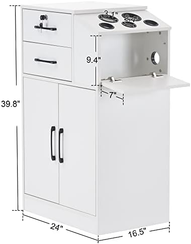 BarberPub Locking Barber Station with Storage Cabinet 2005 (White) - Image 3
