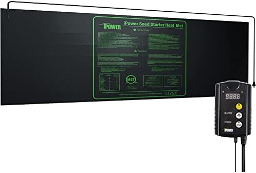 iPower GLHTMTCTRLHTMTL 48" x 20" Warm Hydroponic Seedling Heat Mat and Digital Thermostat Control Combo Set for Plant Germination, Black by iPower