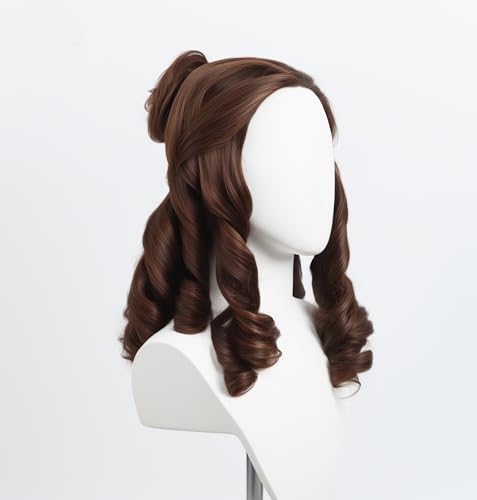 Brown Wig for Kids Girls Long Curly Belle Wig Princess Cosplay Wig Halloween Cosplay Wigs (Dark Brown) - Image 5