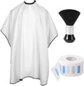 Professional Barber Cape with Neck Brush & Disposable Neck Paper, White by Unknown