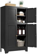 Bevivog Black Metal Locker Cabinet with 4 Doors, Metal Sideboard Cabinet Coffee Bar Storage Accent Cabinets for Home Office, Kitchen Living Room, Hallway, Entryway by BevivogStylishCabinetsOrganizeYourSpace