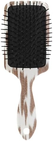 White Brown Print Cow Hair Brush Wet & Dry Tangle-Free Hair Brush for Women & Men Soft Bristles Through Tangles For All Hair Types - Image 2