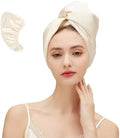 Satin Microfiber Hair Towel Wrap for Quick Drying & Anti-Frizz - Super Absorbent, Hair Turbans for Wet Hair, Ideal for Long, Short, Curly Hair (Ivory) by SereLune