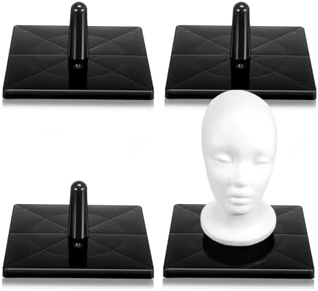 AceOrbit 10 Pcs Foam Mannequin Wig Head Stands, Black, Plastic by Unknown