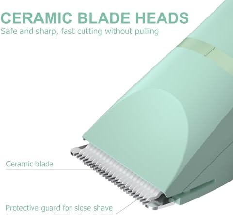 OLOV Electric Body Hair Trimmer - Groin Trimmer for Men - Bikini Trimmer Women - Wet/Dry Shaver Groomer, Replaceable Ceramic Blade Heads, USB Recharge Dock, Waterproof Hygiene Razor, Green - Image 3