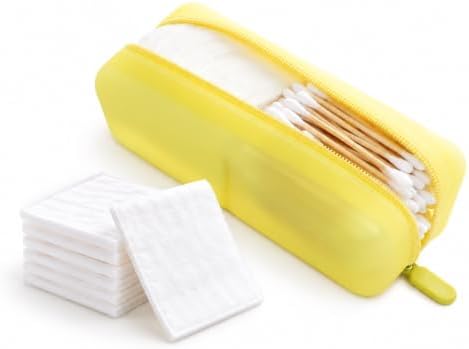 Cotton Pad Swab Travel Case, 2-in-1 Waterproof Organizer - Lemon Glow by VisFresh