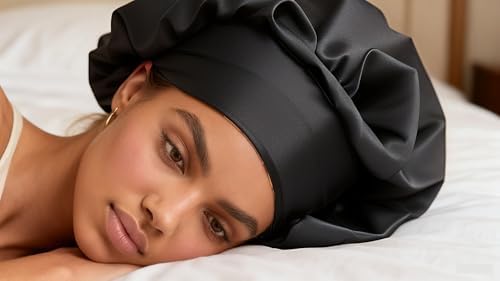 Silk Bonnet for Men Women Hair Bonnet for Sleeping,High Elasticity Wide Soft Band Sleep Cap for Curly Hair Braids - Image 5