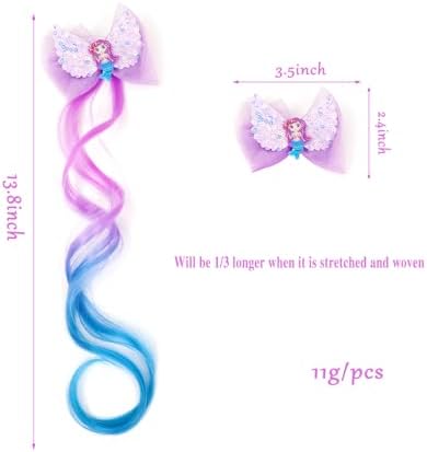 6-Colors Hair Bows Clips Hair Accessories For Girls Bows For Girls Braided Curly Gradient Color Wig - Image 3