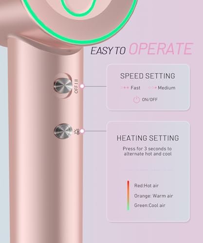 Cosy Companions High-Speed Ionic Hair Dryer, 150000 RPM Brushless Motor for 2-5 Min Fast Drying, Low Noise Blow Dryer Reduces Frizz & Heat Damage, Lightweight Hair Dryer with Diffuser & Nozzle, Pink - Image 3
