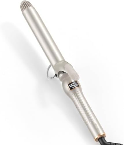 Ceramic 1.25 Inch Long Barrel Curling Iron, 1 1/4 Inch Curling Wand Creates Loose Curls, Dual Voltage Hair Curler for Medium & Long Hair, Gold by Mooqlizz