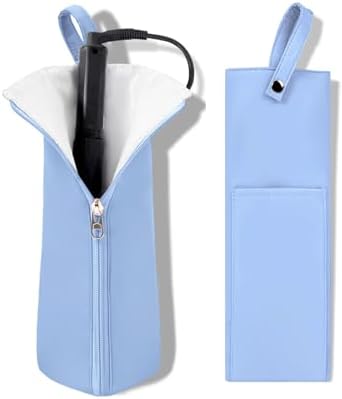Holder & Mat for Curling Iron Flat Iron, Heat Resistant Hot Hair Tool Travel Bag Case (blue by Unknown
