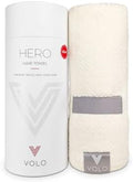VOLO Hero Hair Towel – Ultra Soft Nanoweave™ Microfiber, Super Absorbent Quick Dry, Reduces Dry Time 50%, Anti-Frizz & Breakage, Secure Snug Strap, Large Wrap for All Hair Types - Salt White by VOLO