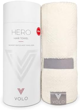 VOLO Hero Hair Towel – Ultra Soft Nanoweave™ Microfiber, Super Absorbent Quick Dry, Reduces Dry Time 50%, Anti-Frizz & Breakage, Secure Snug Strap, Large Wrap for All Hair Types - Salt White by VOLO