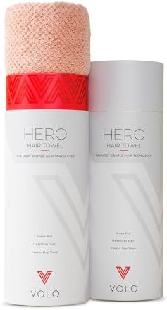 VOLO Super Hero XL Hair Towel | Super Absorbent Quick Dry Nanoweave | Reduces Dry Time by 50% | Large Wrap for All Hair Types (Super Hero Cloud Pink - Tube) by VOLO