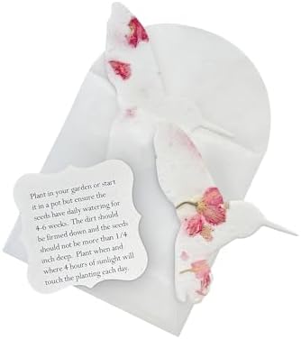 24 Favor Set, Pink Hummingbird Gift Wrap Tags w/Wildflower Seed by SeedBloom