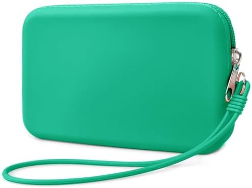 Silicone Small Makeup Bag Pouch for Purse, Travel Toiletry Bag Cute Portable Cosmetic Bag Waterproof Makeup Storage Bag Mini Zipper Clutch Makeup Organizer for Makeup, Beauty Tools (Small Green) by FFpaw