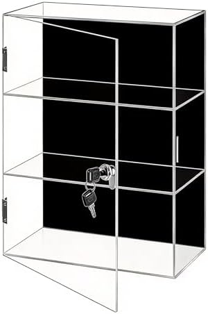 3 Shelf Acrylic Lockable Display Case for Jewelry & Valuables by Unknown