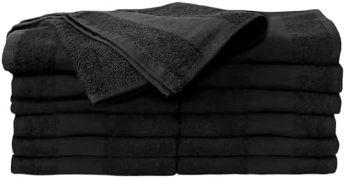 ForPro Premium Bleach Tough Salon Towels, 12ct, Black, 27" L x 16" W by ForProProfessionalCollection