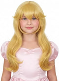 Girls Blonde Curly Princess Wig Long Golden Wig with Crown,Ear Clips,Brooch Earrings for Halloween Cosplay Wigs (Blonde) by HORTYZON