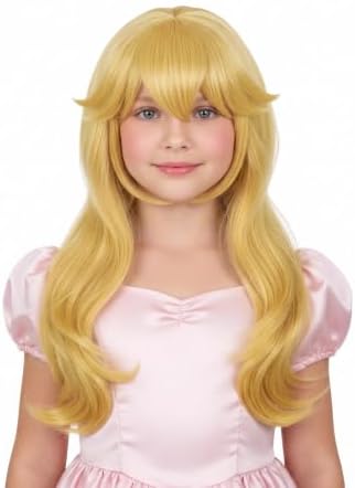 Girls Blonde Curly Princess Wig Long Golden Wig with Crown,Ear Clips,Brooch Earrings for Halloween Cosplay Wigs (Blonde) by HORTYZON