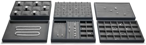 Grey Microfiber Flat Jewelry Catchall Display Organizer Tray - Image 5