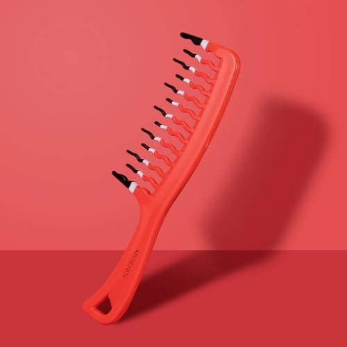 Big Hair Tools Extra Large Wide Tooth Comb for Thick, Curly, Wavy or Long Hair - Frizz-Free Detangling Shower Comb - Orange - Image 4