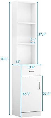 Wall Mount Salon Station, Hair Stylist Storage Cabinet Barber Station Beauty Hair Salon Spa Equipment with 5 Compartments 1 Drawer (White) - Image 3