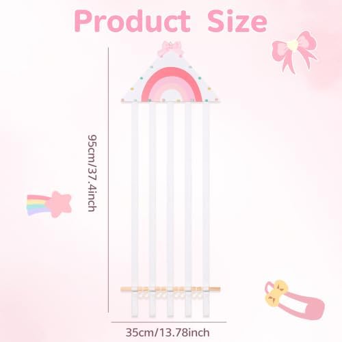 POVETIRE Rainbow Headband Holder Bow Organizer for Girls Hanging Hair Bows - Image 3