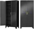 75" Metal Garage Storage Cabinet with 2 Doors and 5 Adjustable Shelves,Metal Storage Cabinets,Steel Tool Cabinets for Home,Office,Garage,Warehouse (Black, 75''H x 36''W x 18''D) by AUEYTVR