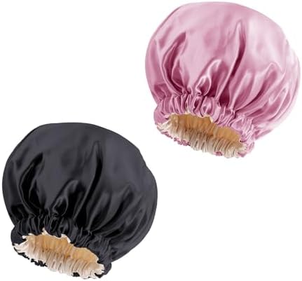 Edoneery Satin Bonnet for Sleeping Women, Double Layer Curly Hair Cap by Edoneery